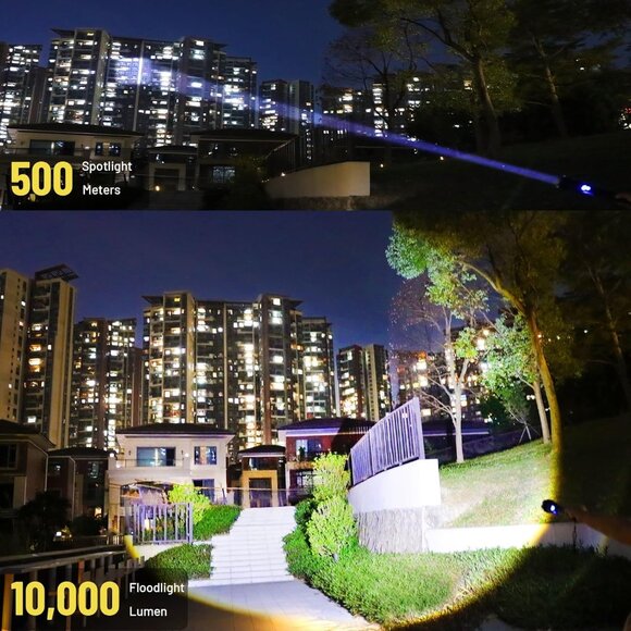 Rechargeable High-Lumen Flashlight with Spotlight and UV Mini Light for Camping - Picture 7 of 8